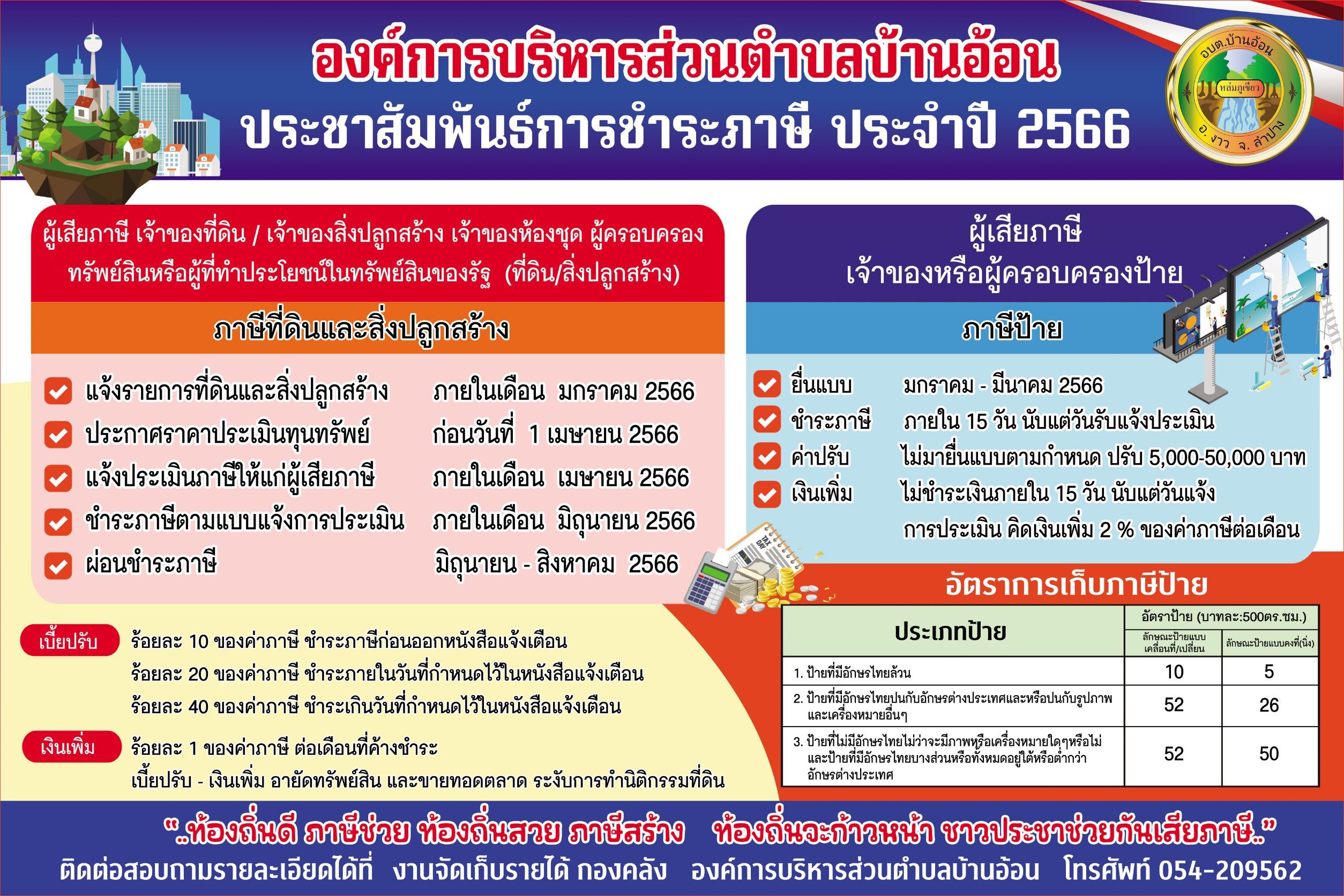 ประชาสัมพันธ์การชำระภาษี ประจำปี 2566